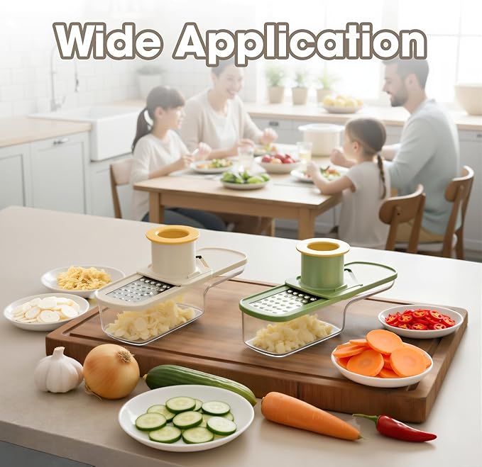 2-Pack 3 in 1 mini Ginger Garlic Grinder Super Thin, Multifunctional Mandoline slicer Grater with Hand Guard, Easy Grip Handheld Kitchen Tool, for Camping Cooking and Picnic (2pcs-green)