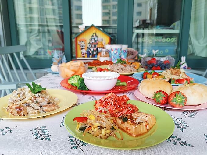 POSATE Plastic Plates Disposable 60 PCS, Heavy Duty 30 Dinner Plates 10.25" and 30 Dessert Plates 7.5" for Party, Green