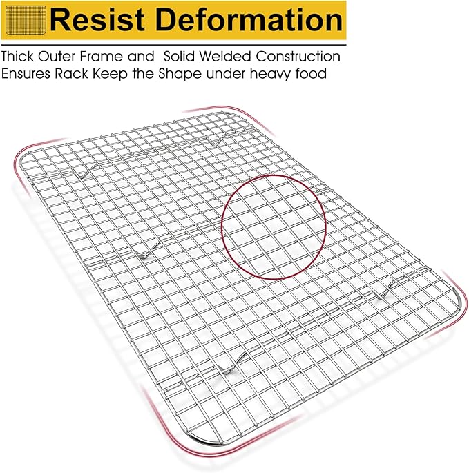P&P CHEF 15.3 Inch Cooling Baking Rack Set of 2, Stainless Steel Grid Cooking Racks for Roasting Drying Grilling, Oven & Dishwasher Safe, Heavy Duty & Healthy