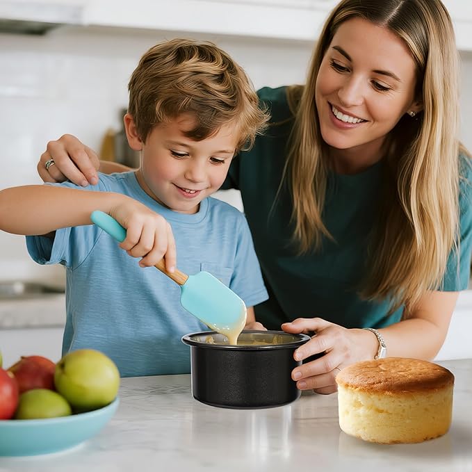 4-Inch & 6-Inch Cake Pan Set, Set of 2, Round Baking Pan, Carbon Steel Birthday Wedding Metal Layer Cake Pans, Non Toxic Coating, Straight Side, Easy Clean Easy Release, 2 Inch Deep