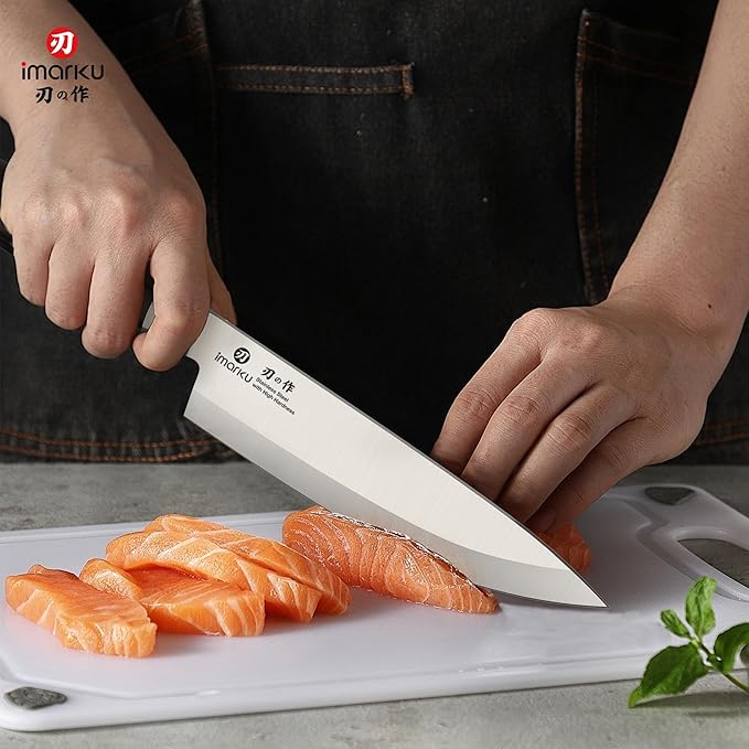 imarku Chef Knife 8-Inch Pro Japanese Kitchen Knife High-Carbon Stainless Steel Paring Knife Ergonomic Handle Rasor Sharp Single-Bevel Edge Birthday Gift for Women and Men