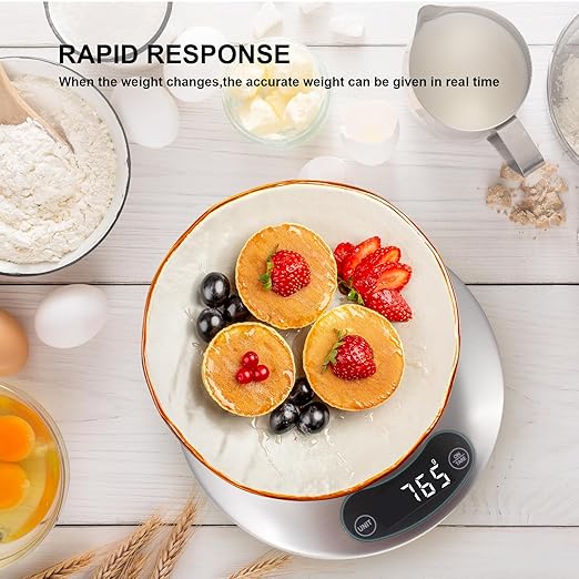 High Precision Food Cooking Scale Digital Kitchen Scale Touch Button Backlight Display (Grey)