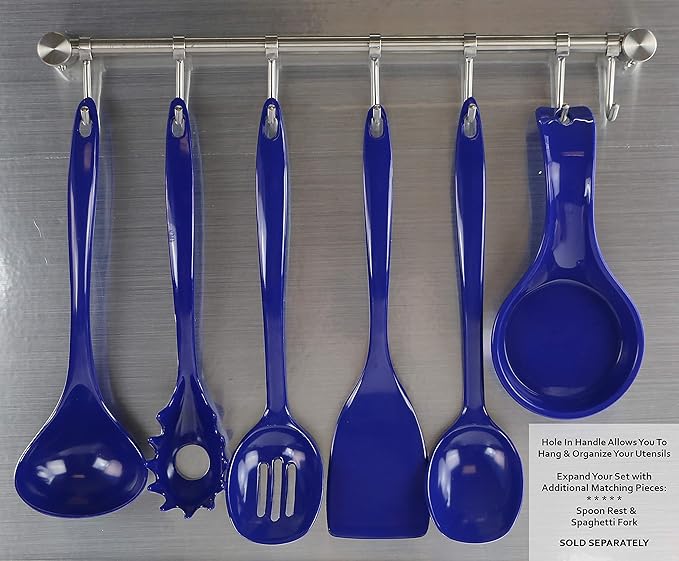 Reston Lloyd Melamine Soup Ladle Kitchen Utensil, Premium Quality Utensil with Heat Resistant Ergonomic Handle, Durable BPA-Free Plastic, 10.5 inch long, 6pc Set, Indigo