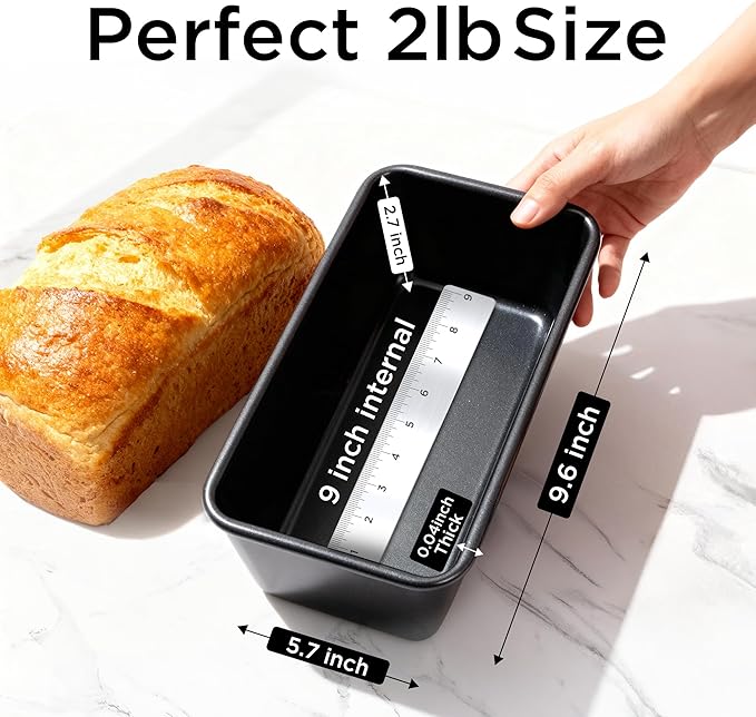 Wrenbury Non Stick Loaf Pan Set, 8 x 4 inch / 9.5 x 5.75 Inch, High Performance Bread Pan, 2-Piece 1lb & 2lb Bread Loaf Pan, Nonstick Carbon Steel Bakeware Baking Pan, Set of 2