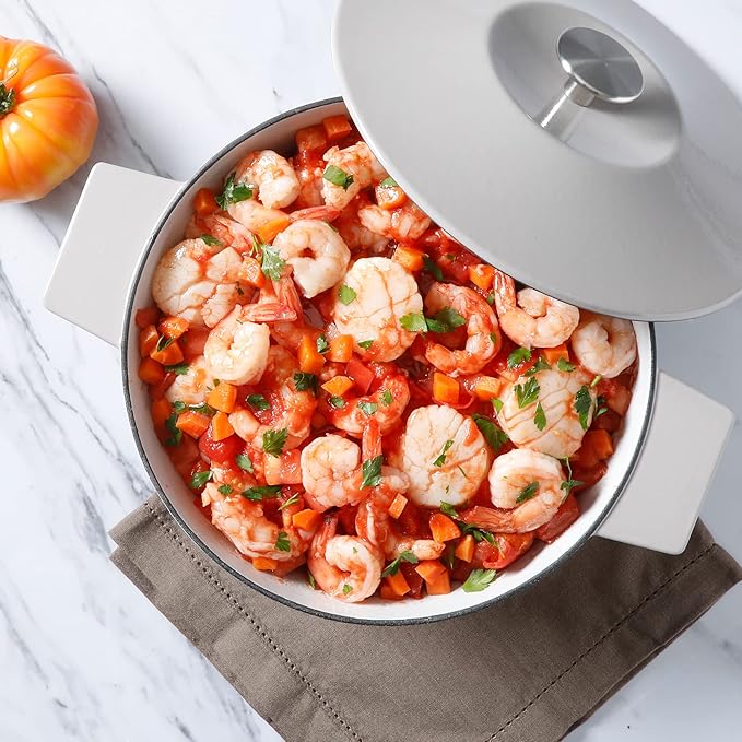 Martha Stewart Eastholm 5 QT Enameled Cast Iron Dutch Oven, Grey