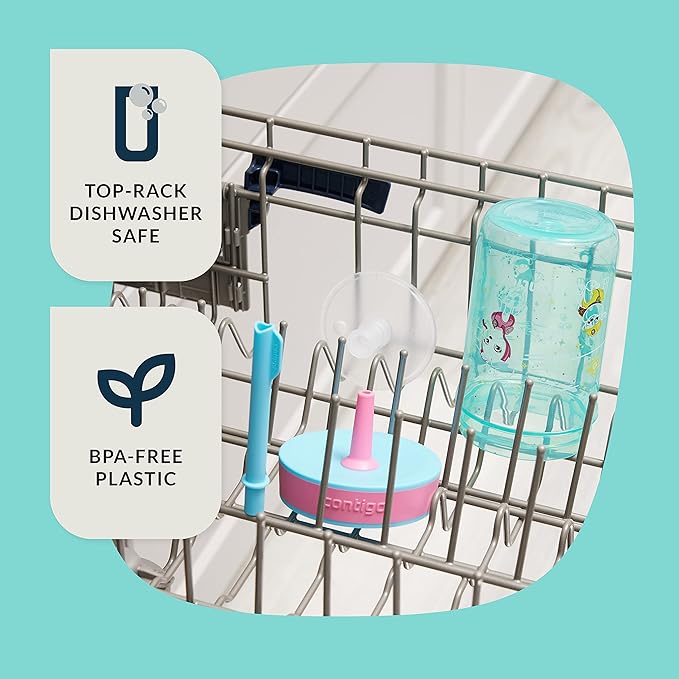 Contigo Leighton Kids Water Bottle, 2-Pack, 14oz, Paw Patrol, Spill-Proof, Dishwasher Safe Tumbler with Straw, Blue and Yellow