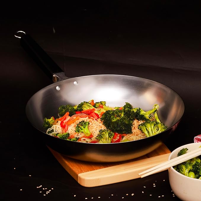 JOYCE CHEN Professional Series 12-Inch Carbon Steel Stir Fry Pan with Phenolic Handle