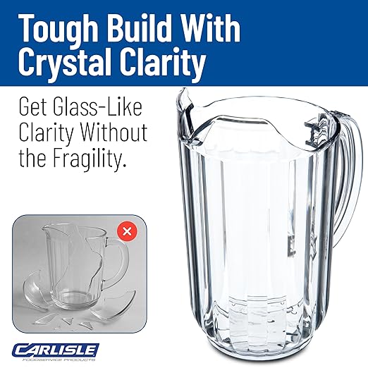 Carlisle FoodService Products 553807 Plastic Pitcher, 48 Ounces, Clear