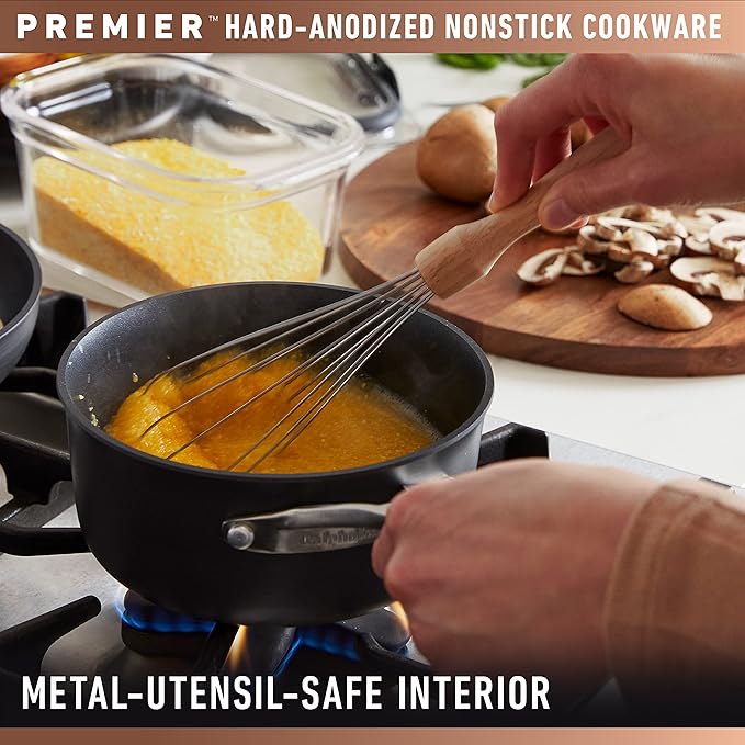 Calphalon Premier Space-Saving Nonstick Cookware Set, 13-inch, Stackable, Hard-Anodized Aluminum