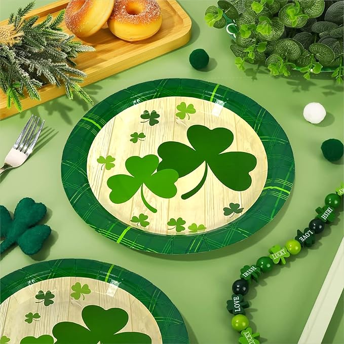St Patrick's Day 40Pcs Disposable Paper Plates,Including 20pcs 9" and 20pcs 7" Plates,Strong and Sturdy Disposable Plates for St Patrick's Day Party, Dinner, Holiday, Picnic,Dinner Table, Wedding