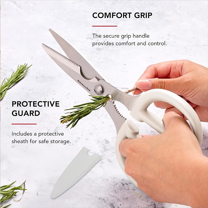 KitchenAid Multipurpose Shear Set – Versatile Scissors with Nutcracker, Bottle Opener, Ergonomic Handles with Protective Blade Covers, 2-Piece