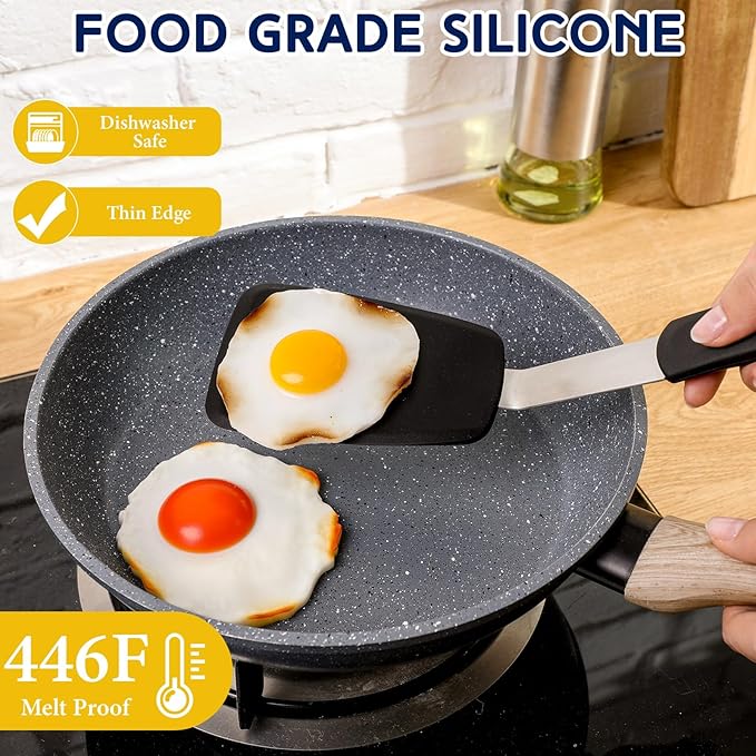 Medium Silicone Spatula Flexible Silicone Cookie Spatula Heat Resistant Medium Pancake Turner for Kitchen Use Nonstick Cookware No Scratch Cooking Flipper for Egg Pancake