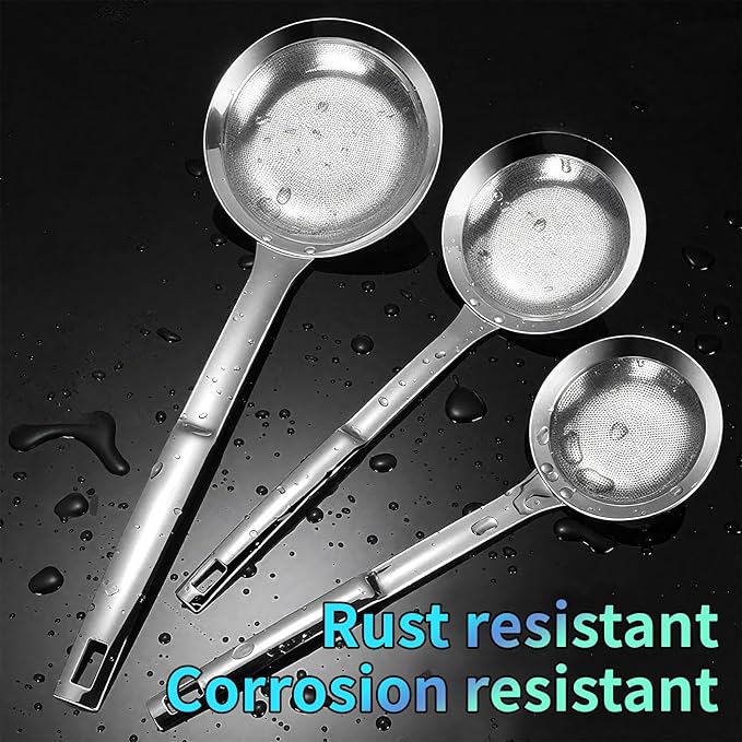 TBWHL Multi-functional Hot Pot Fat Skimmer Spoon - Stainless Steel Fine Mesh Food Strainer for Skimming Grease and Foam DIA 3.7"