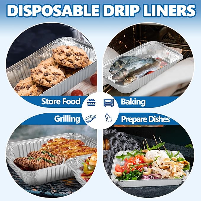 SafBbcue Aluminum Grill Drip Pan Liners for Char-Broil The Big Easy 2425514W12 Grease Tray, Heavy Duty Disposable Foil Grease Catchers for Charbroil Big Easy Turkey Fryer Accessories, 10 Pack