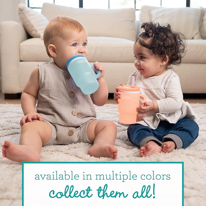 Infantino My 1st Tumbler, Durable Plastic Sippy Cup with Silicone Leak-Resistant Straw & Handle, for On-the-Go, BPA-Free Transition Cup, Moody Blue