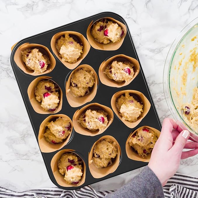 3 Pack Nonstick Muffin Pan Carbon Steel Cupcake Pan Muffin Tin Easy to Clean Tray Bakeware for Baking Cup Cake Cheesecake, 6, 12, and 24 Cup, Jumbo
