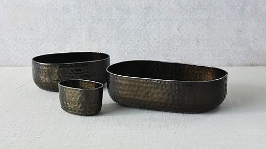 American METALCRAFT, Inc. American Metalcraft ABHB69 Hammered Aluminum Entrée Basket, Oval, Black, 48-Ounces