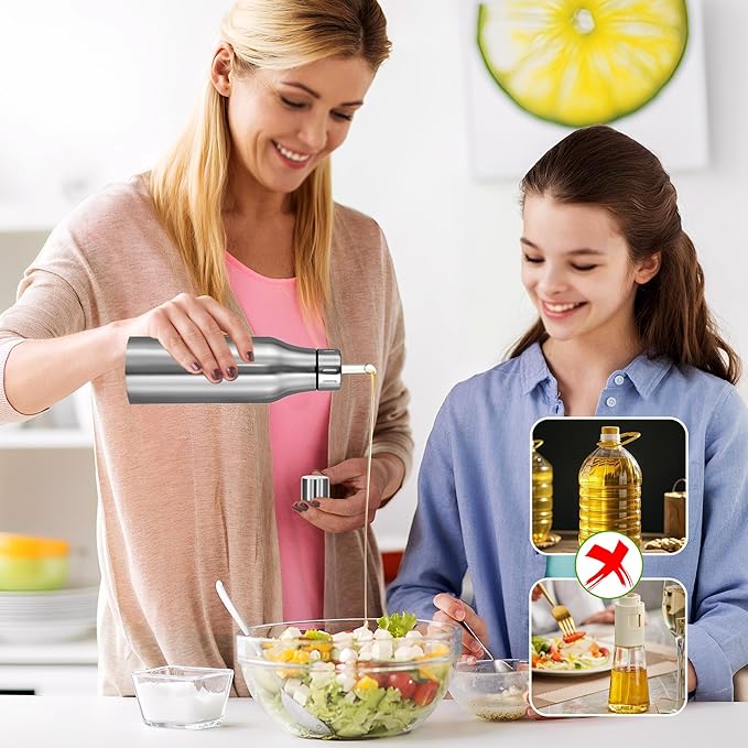 Stainless Steel Oil Dispenser Bottle - 750ML Leak-Proof Oil Container for Kitchen, Olive Oil & Cooking Liquids-26OZ