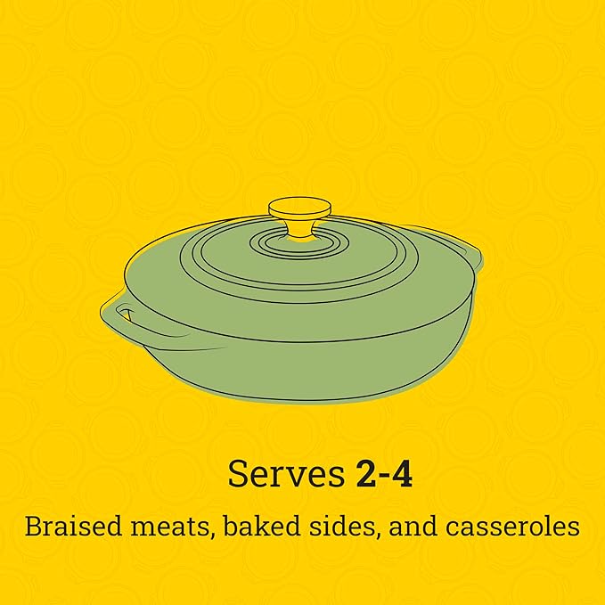 Lodge Essential Enamel Braiser - Refrigerator- & Oven-Safe up to 500° F - Heat-Retaining, Induction-Safe & PFAS-Free Enamel Cookware - 3.5 Quart, Desert Sage