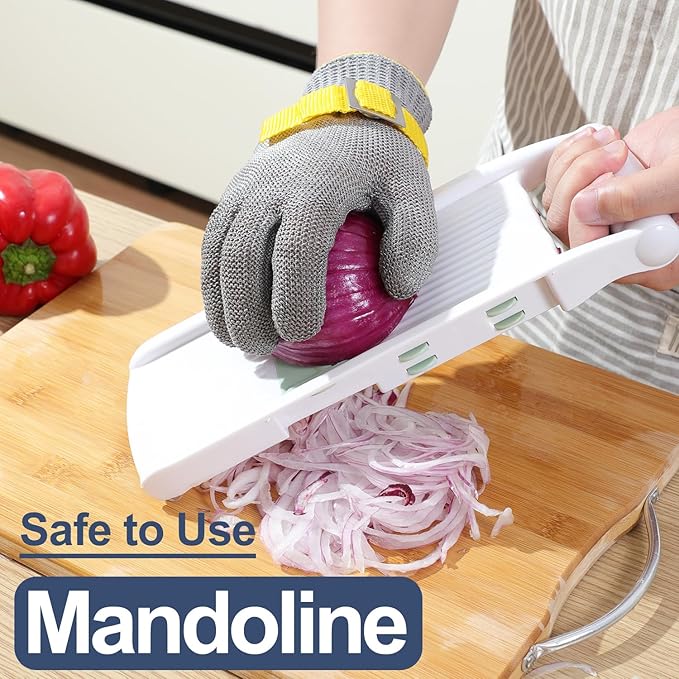 Dowellife ANSI A9 Cut Resistant Glove Food Grade, Stainless Steel Mesh Metal Knife Cutting Glove for Butcher Oyster Shucking Kitchen Mandoline Chef Slicing Fish Fillet(X-Large-12 Pcs)