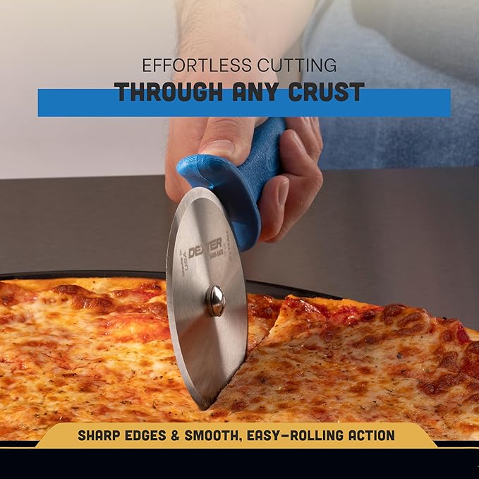 Dexter-Russell P177AH 4-Inch Pizza Cutter with High-Heat Blue Handle | DEXSTEEL® Stain-Free High Carbon Steel Blade | Commercial Grade, Dishwasher Safe