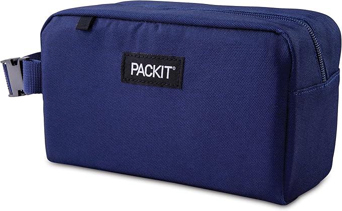 PackIt Freezable Snack Box, True Blue, Built with EcoFreeze Technology, Collapsible, Reusable, Zip Closure with Buckle Handle, Designed For Work Snacks, Fresh Snacks On the Go, Adults, and All Ages