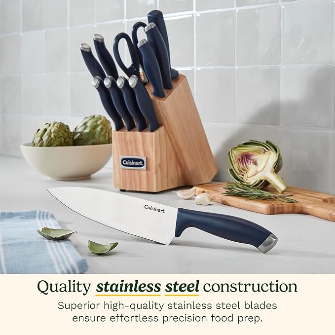Cuisinart C77SSN-12P Color Pro Collection 12 Piece Knife Block Set, Navy