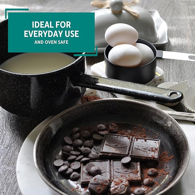 MIRRO 1.25qt Enamel Saucepan, Black (Pack of 2)