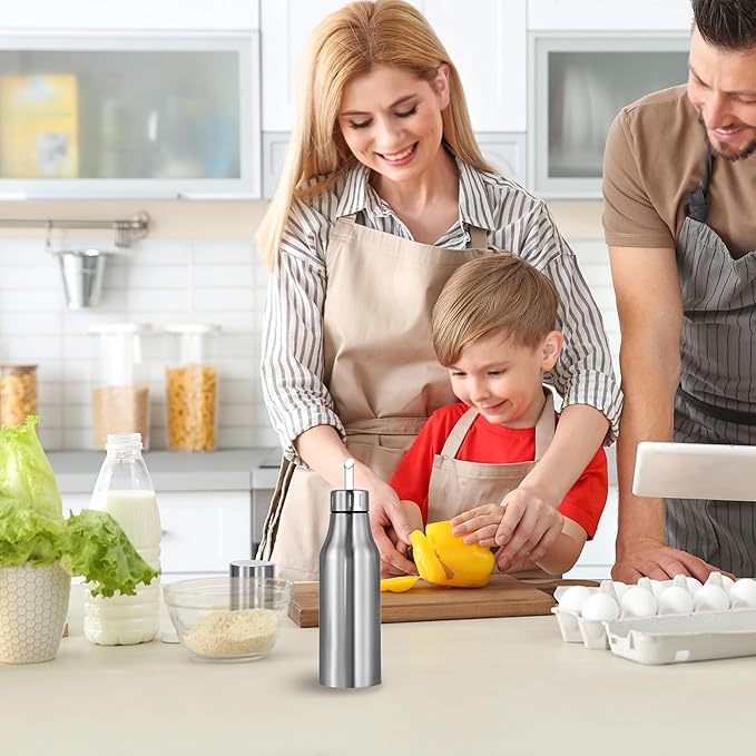 Stainless Steel Oil Dispenser Bottle - 750ML Leak-Proof Oil Container for Kitchen, Olive Oil & Cooking Liquids-26OZ