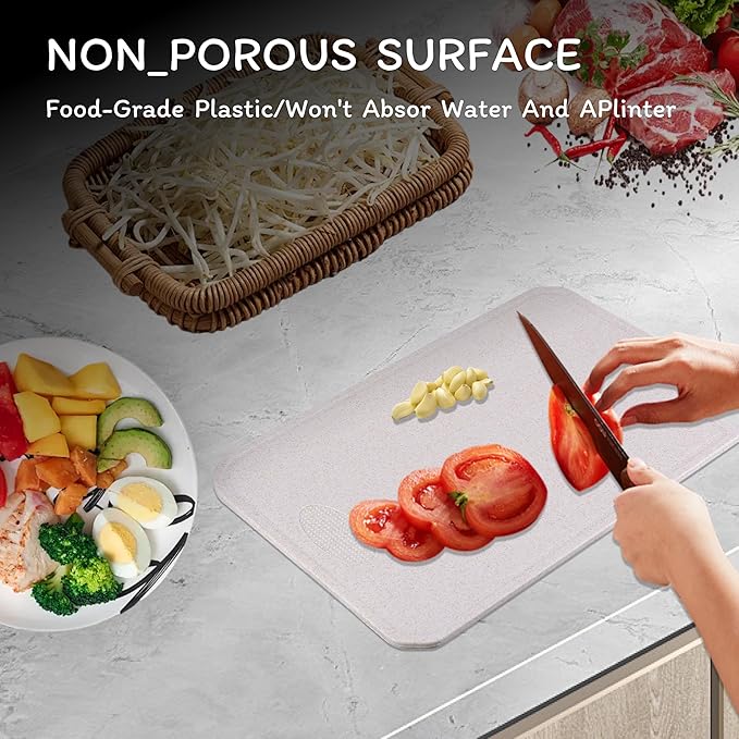Cutting Board for Kitchen,Wheat Straw Fiber Cutting Board, Dish Washer Safe, w/Juice Grooves for Meat, Veggies,Easy Grip Handle, Non-slip Surface,Eco-friendly,Serveware Accessories(15.3‘x10.6‘）