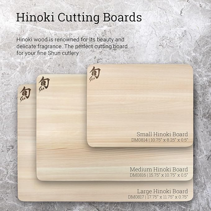 Shun Cutlery Small Hinoki Cutting Board, 10.75" x 8.25" Small Wooden Cutting Board for Kitchen, Medium-Soft Wood Preserves Knife Edges, Forest Stewardship Council Certified, Japanese Chopping Board