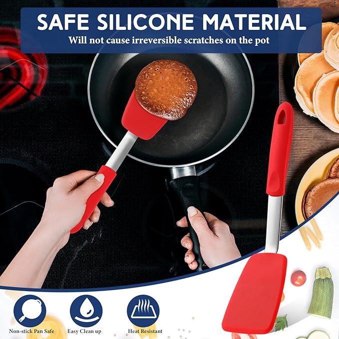 Medium Silicone Spatula Flexible Silicone Cookie Spatula Heat Resistant Medium Pancake Turner for Kitchen Use Nonstick Cookware No Scratch Cooking Flipper for Egg Pancake