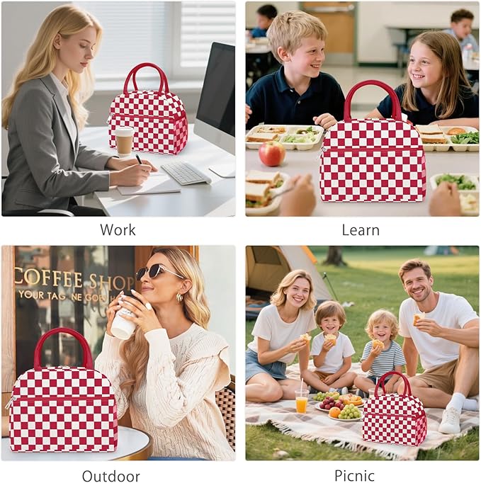 DALINDA Corduroy Lunch Box for Women,Insulated Lunch Bag Cute Cooler Tote Bag,Reusable 11L Large Capacity for Work Camping Picnic