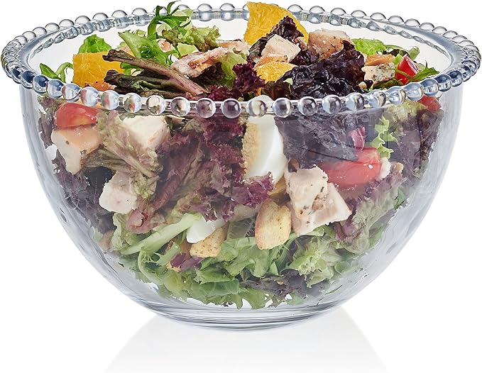 Fitz and Floyd Beaded Glass Fruit Serve Salad Bowl, 8.25 Inch