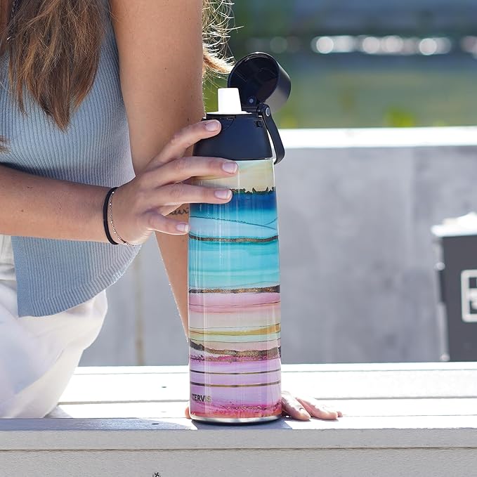 Tervis Venture Water Bottle Sara Berrenson - Kalani Peacock Triple Insulated Tumbler Travel Cup Keeps Drinks Cold & Hot, 26oz, Stainless Steel