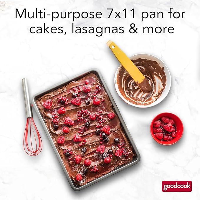 GoodCook 11 x 7 In Nonstick Steel Cake Baking Pan, Brownies, Biscuits, and Cake, Gray