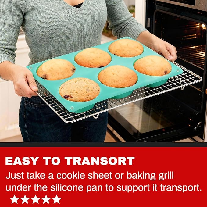 3Pack Larger Silicone Muffin Pans for Baking, 18-Cavity Round Molds, Easy to Pop, Nonstick, Top Pan for Egg Bite, Sandwiches, Mini Cake, Chocolate Dessert, Hamburger Making