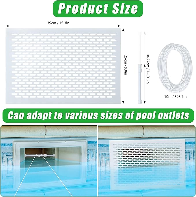 Skimmer Guard Kit Pool Skimmer Net Leaf Skimmer Catcher Shield Protective Spring Action Net System Leaf Protection Debris Prevent Blockage Easy Assembly Durable White