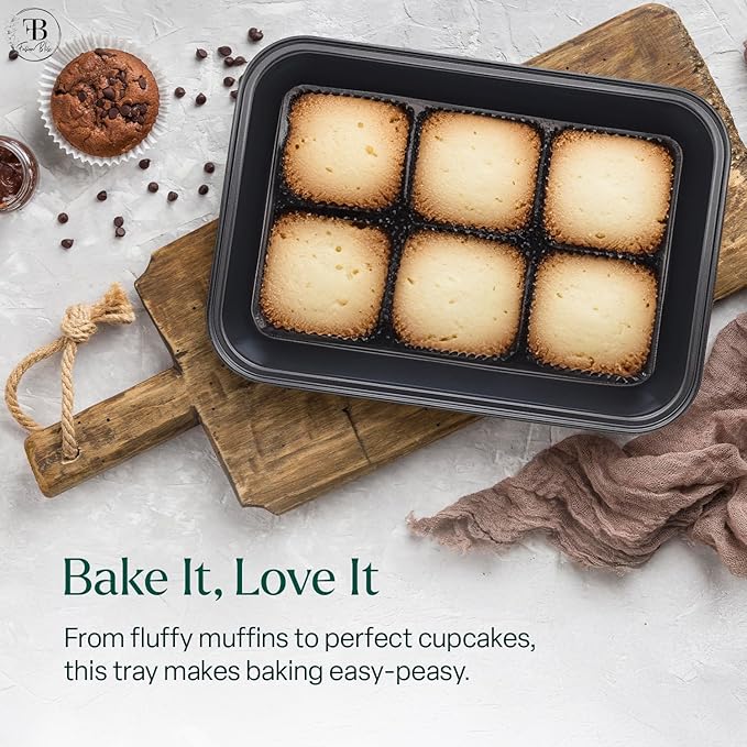 Fusion Bliss Nonstick Baking Sheets Set – 3-Piece Heavy Duty Carbon Steel Oven Pans for Roasting & Cookie Baking – Deep Rimmed Cookie Sheet Pan Set – Kitchen Cookware Essentials