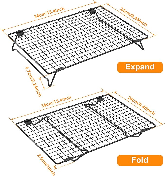 2 Pcs Cooling Racks for Cooking and Baking, 13.4x9.4inch Cookie Cooling Racks, Carbon Steel Wire Cooling Rack for Baking, Stackable Cooling Rack for Baking Cooking Cooling Roasting Making Jerky