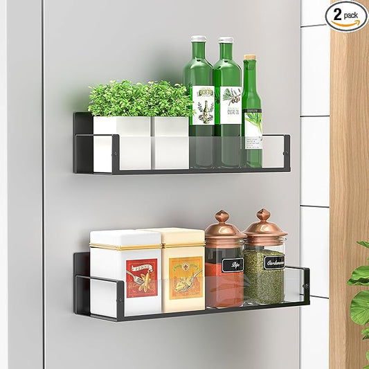 2 Pack Magnetic Spice Storage Rack Organizer for Refrigerator and Oven, Clear Fridge Organizers and Storage