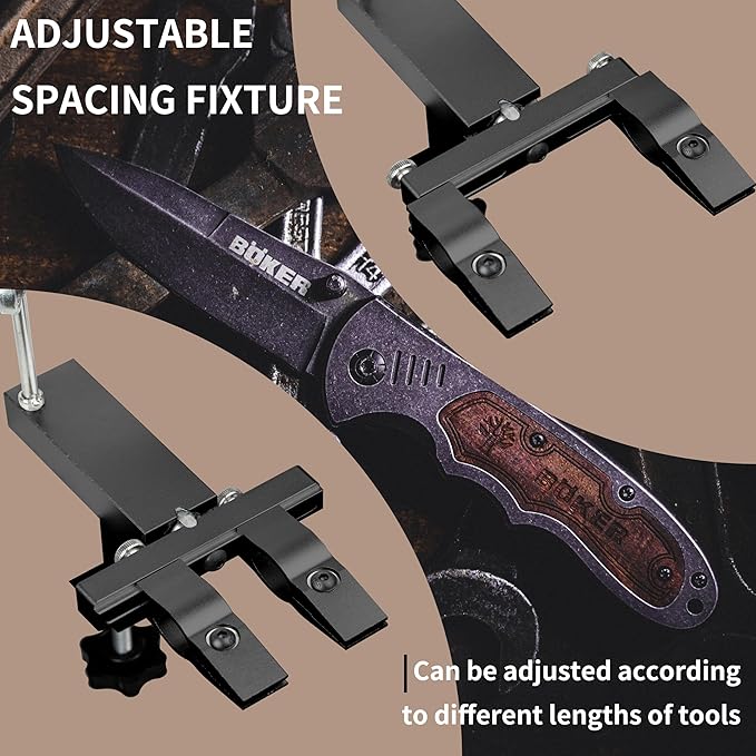 CWOVRS Knife Sharpening Kit with 360° Flip Dual Clamp, Quick C-Clamp Guided Knife Sharpener, 2 Angle System, Adjustable Knife-Clip, Chef Knife Sharpening System, 4 Diamond 2 Water Stones - Black