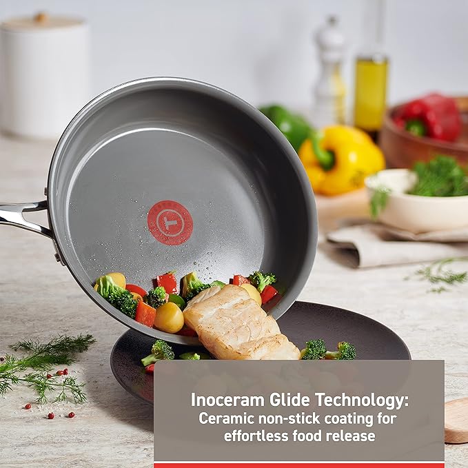 T-fal Ceramic Non-Stick Induction, 10.5 and 12 Inch 2 piece Frypan Set, Mint Green