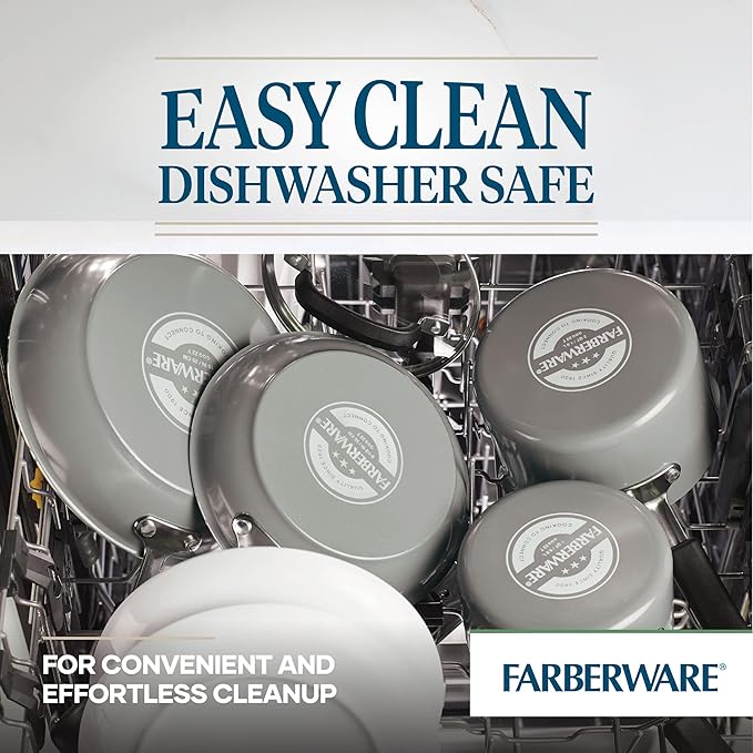 Farberware EcoAdvantage Ceramic Nonstick Deep Frying Pan/Skillet with Helper Handle, 12.5 Inch, Gray