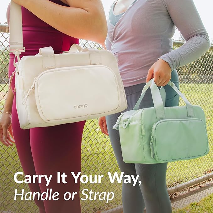 Bentgo Insulated Lunch Bag – Extra-Large Capacity Adult Lunch Bag with Shoulder Strap and External Storage Compartment, Durable, Lightweight, Ideal for Work, School, & Meals On the Go (Bone)