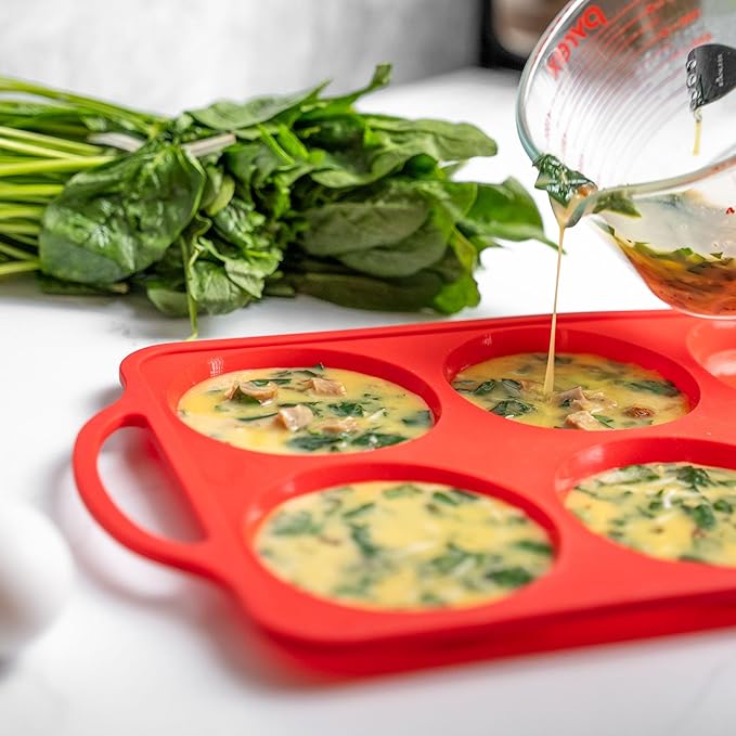 Confetti 4 Inch Jumbo Silicone Muffin Pans for Baking – 6-Cup Nonstick Silicone Cupcake Pan Egg Size – Heavy-Duty Large Cupcake Pan, BPA-Free, Easy-Release, Oven & Dishwasher Safe