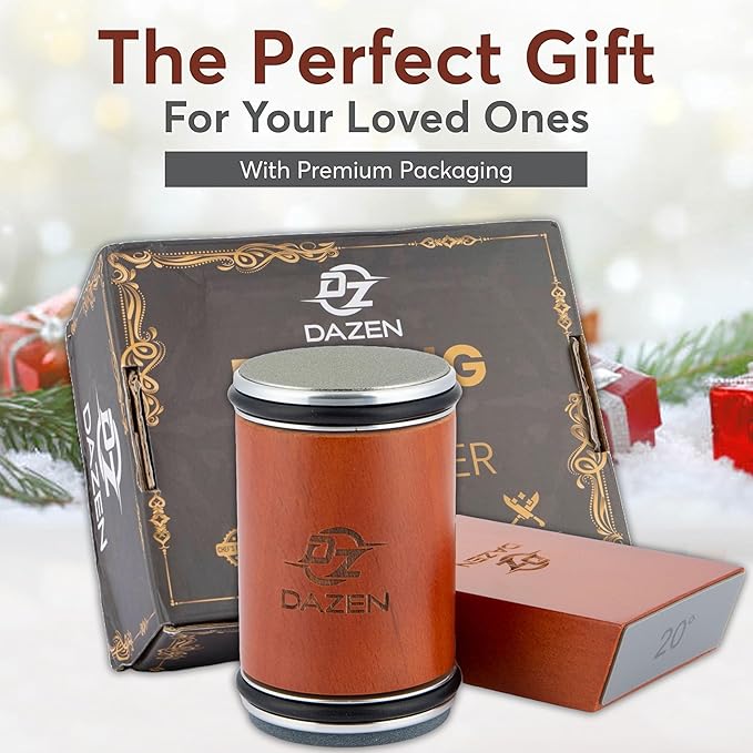 DAZEN Rolling Knife Sharpener Kit – Durable Knife Sharpening System – 15° and 20° Magnetic Angle – Diamond & Ceramic Honing Discs – Elegant Gift for Chefs & Cooks – Suitable for Kitchen Knives