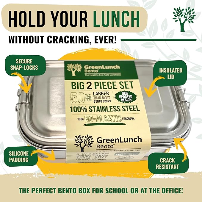 Stainless Steel Bento Box, BPA-Free Lunch box with Snack Pods, Lunch box Containers for Adults & Kids with snap locks - For School and Office - Brown/Beige