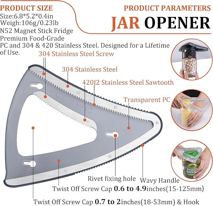 Jar Opener for Weak Hand & Seniors with Arthritis,Handheld & Under Kitchen Cabinet-Twist Off Bottle Caps,One-Handed Lid Open,Patent Unique Gadget–Gift for Elderly,Women&Men (Black)