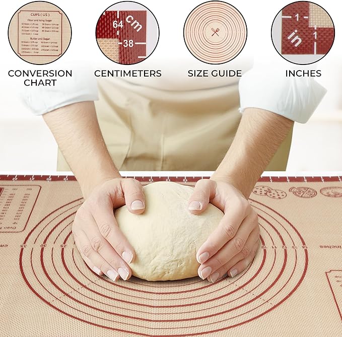 Zulay Kitchen Silicone Baking Mat Sheet - Reusable Silicone Baking Sheet - Easy & Convenient Nonstick Baking Supplies - Mats for Baking - Oven Safe - Extra thick 0.7mm, 26"x16" (Light Red)